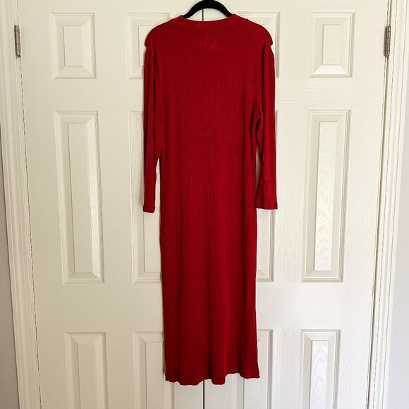 Women's A New Day Rib Knit Midi Dress - Rust Size L - Picture 2 of 4
